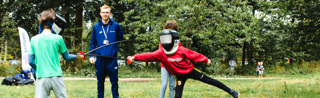 Children fencing at a Premier Education Holiday Camp 1