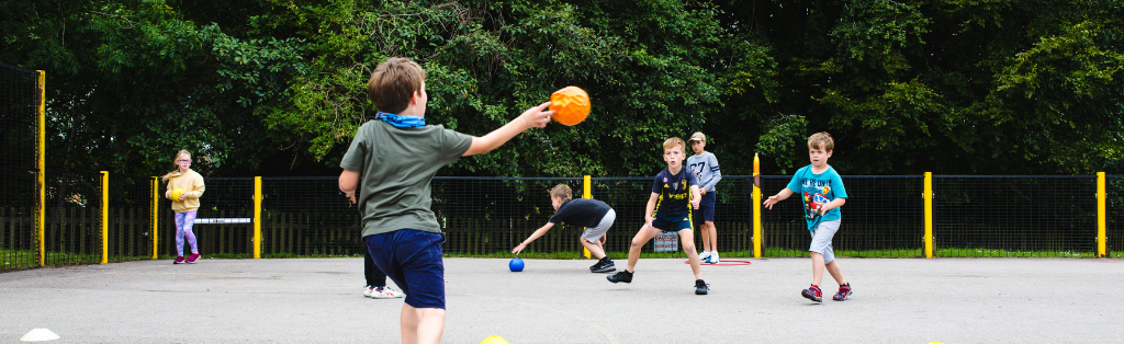 Children playing dodgeball