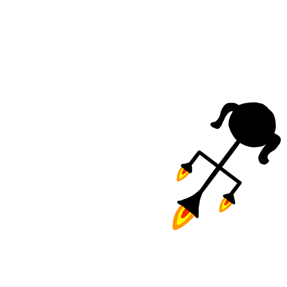 stick figure girl with jet pack body