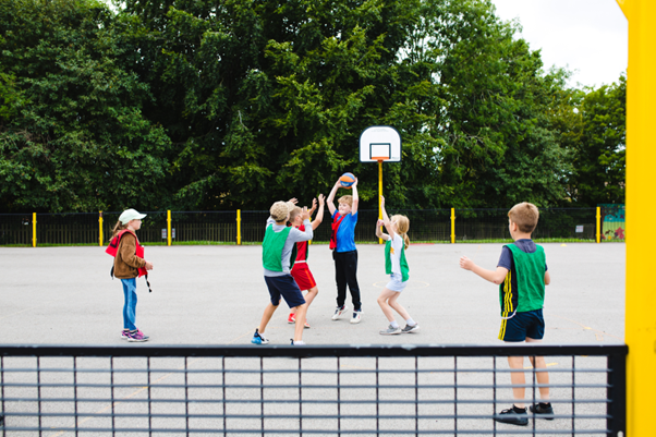 Children playing netball.