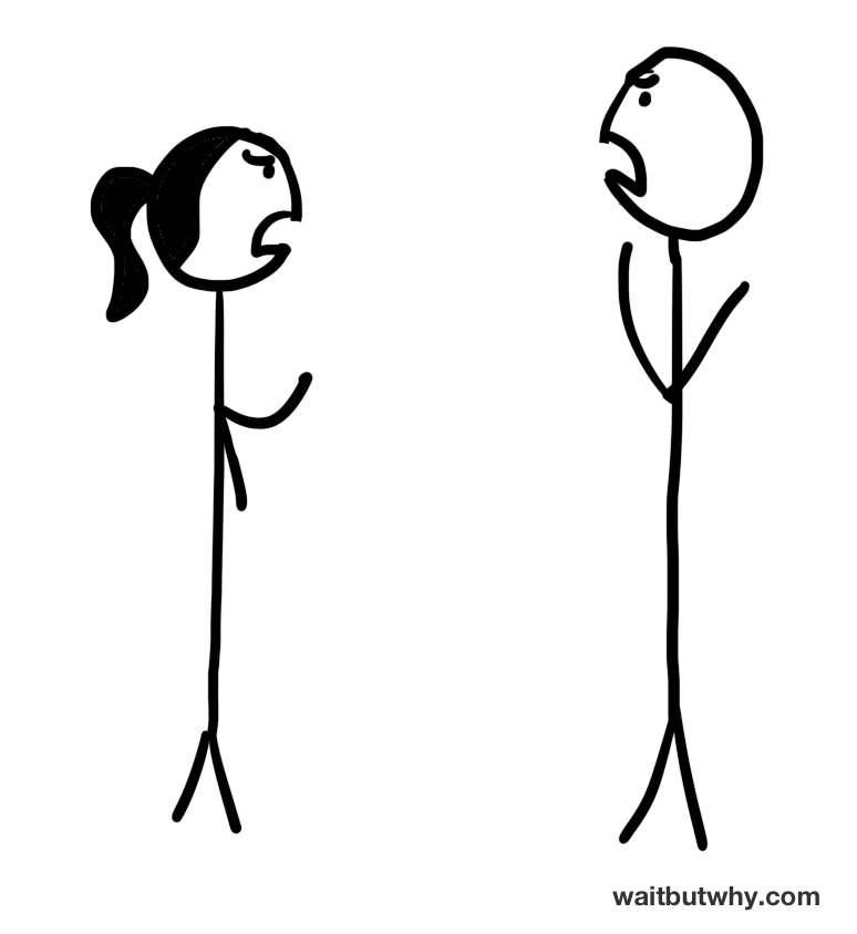 stick figure couple arguing with each other